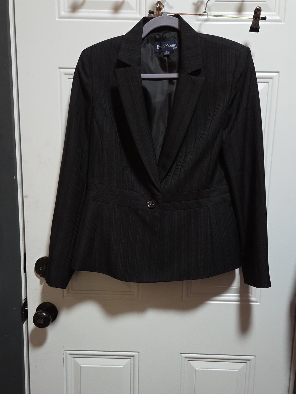 Evan Picone Black Pinstripe Single-Button Women's Blazer Size M Vintage